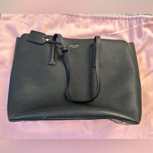Kate Spade ♠️ Black Leather Large Tote Bag - Picture 3 of 7